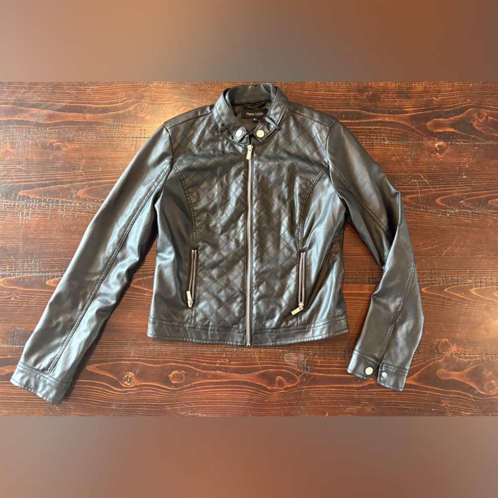 New Look Black Quilted Faux Leather Moto Jacket